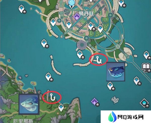 原神灰河渡手钓鱼地点分布图 灰河渡手精炼材料钓鱼点位攻略[多图]图片9